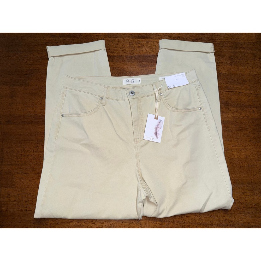 Jessica Simpson Slouchy Boyfriend Jeans Women 28 Cream NWT JJSB-15173